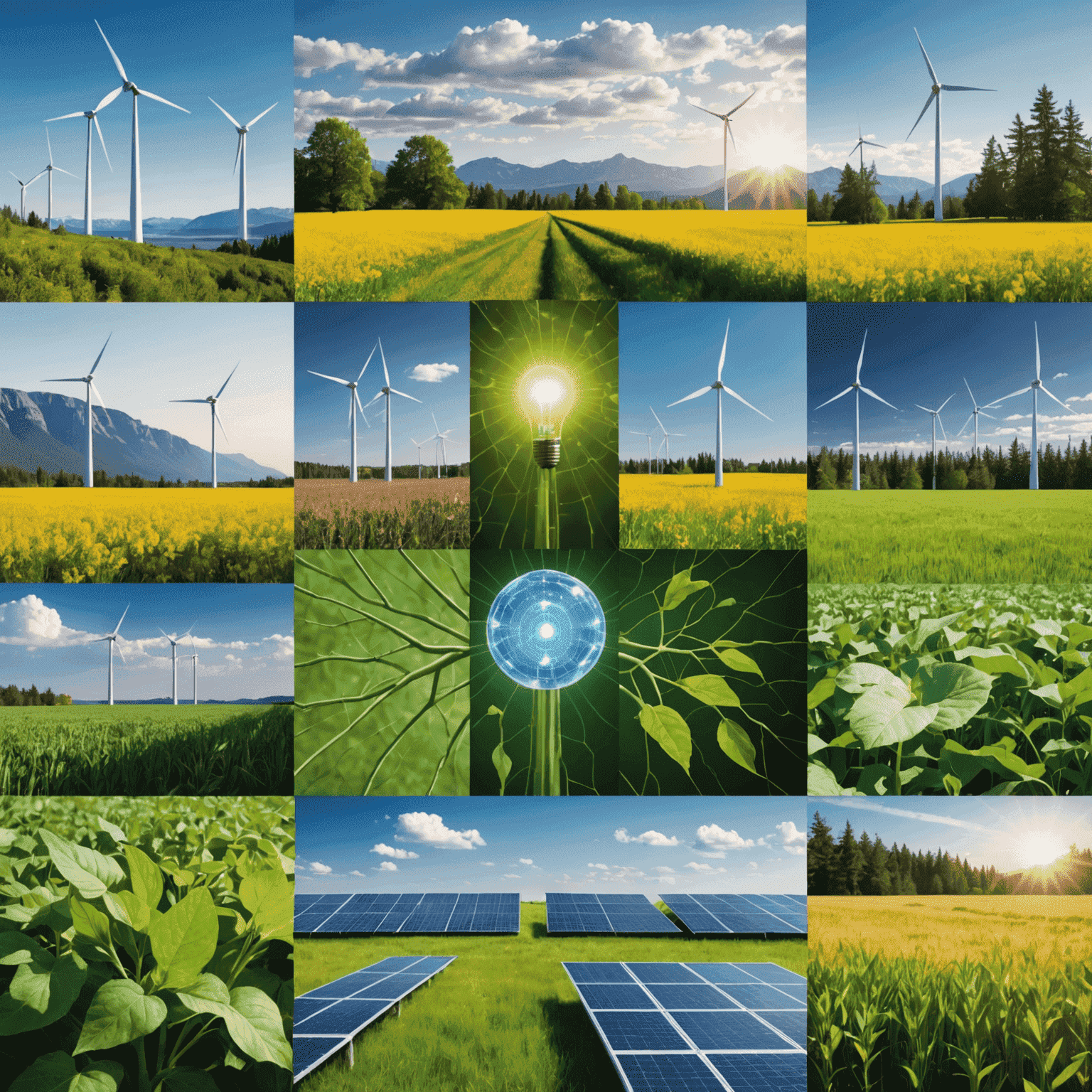 Collage of images representing artificial intelligence and clean energy solutions developed in Canada